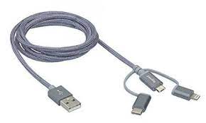 Cablu de Date 3-in-1 in:USB TipA-out:MicroUSB/USB Tip-C/1,2m/2400mA Foto