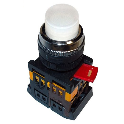 Buton ABLFP-22 alb D-22mm neon/240В 1з+1р Foto