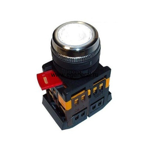 Buton ABLF-22 alb D-22mm neon/240В 1з+1р Foto