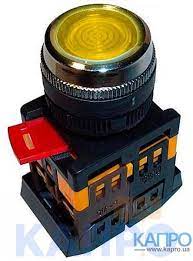 Buton ABLFS-22 galben D-22mm neon/240В 1з+1р Foto