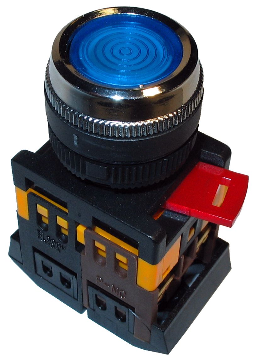 Buton ABLFS-22 albastru D-22mm neon/240В 1з+1р Foto