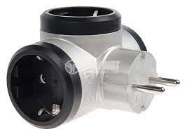 Adaptor Priza 3x2P+T lateral aluminiu-negru,LR Foto