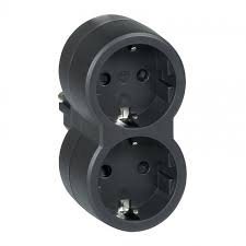 Adaptor Priza 2x2P+T frontal negru,LR Foto
