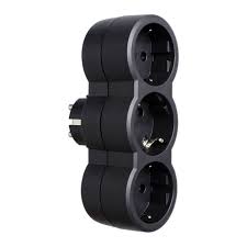 Adaptor Priza 3x2P+T frontal negru,LR* Foto