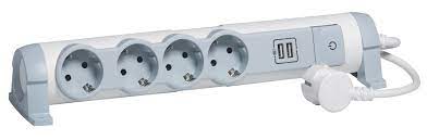 Bloc Multipriza Mobil Orizontal  4x2P+T 2xUSB cu Cablu 1,5m alb-gri,LR Foto