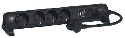 Bloc Multipriza Mobil Orizontal  4x2P+T 2xUSB cu Cablu 1,5m negru,LR Foto