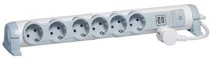 Bloc Multipriza Mobil Orizontal  6x2P+T 2xUSB cu Cablu 1,5m alb-gri,LR Foto