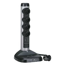 Bloc Multipriza Mobil Vertical 4x2P+T cu Inductie 2xUSB al-n,LR Foto