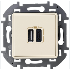 Priza Schuko (2P+T+USB tipC) cu protectie 16A,bej (Valena Allure) Foto