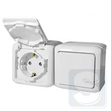 Intrerupator + Priza Schuko 2P+T Forix,Alb-IP44 Foto