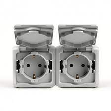 Priza Schuko Dubla 2x2P+T Forix,Gri-IP44 Foto